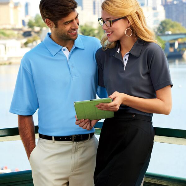 UltraClub&reg; Ladies' Platinum Performance Birdseye Polo with TempControl Technology Thumbnail